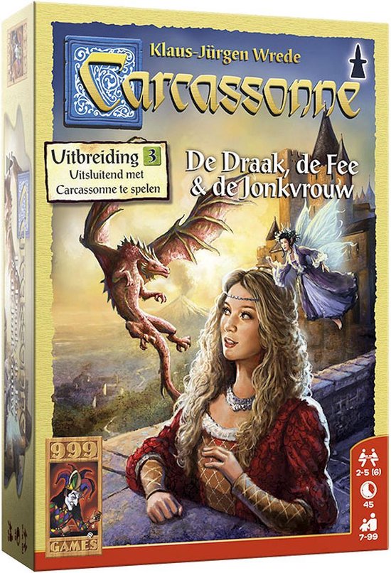 Thumbnail van een extra afbeelding van het spel 999 games Carcassonne De Draak, de Fee en de Jonkvrouw