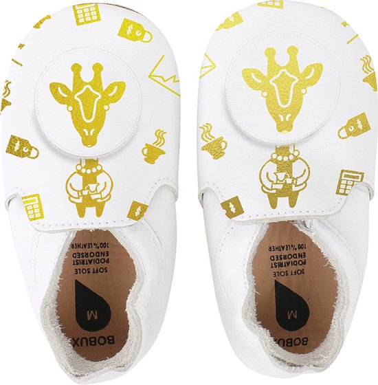 Bobux chaussures bébé mocassins girafe blanc imprimé - taille 18