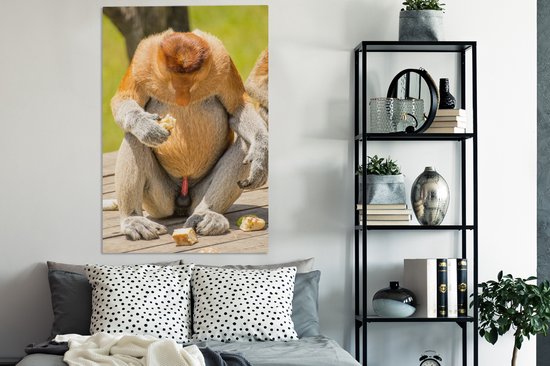 Un singe proboscis regardant vers le bas 90x140 cm - Tirage photo sur toile (Décoration murale salon / chambre)