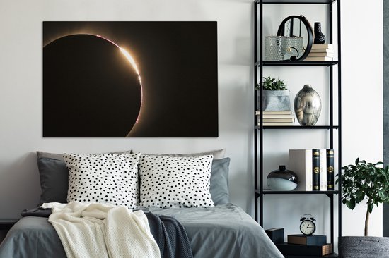 Eclipse avec un bord clair 120x80 cm - Tirage photo sur toile (Décoration murale salon / chambre)