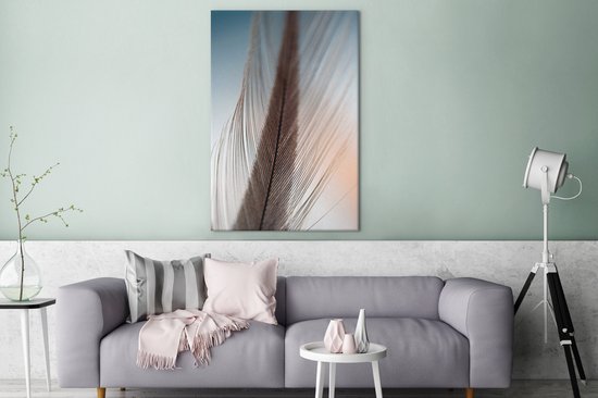 Gros plan d'une toile plume 2cm 120x180 cm - Tirage photo sur toile (Décoration murale salon / chambre) XXL / Groot format!