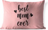 Buitenkussens - Tuin - Moederdag quote ''best mom ever'' op roze achtergrond - 60x40 cm