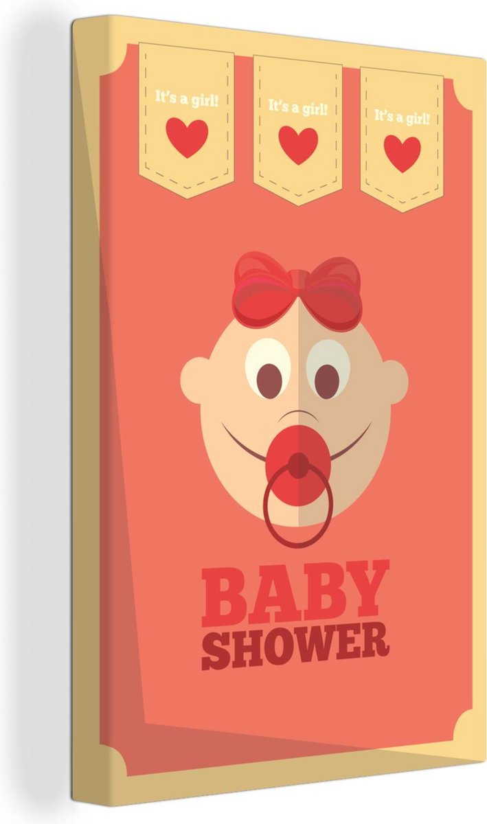 Canvas Schilderij 'Baby shower, It's a girl' - Spreuken - Quotes - 20x30 cm - Wanddecoratie