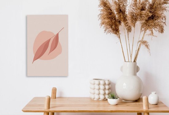 Peintures sur toile - Illustration abstraite d'une feuille rose - 20x30 cm - Décoration murale