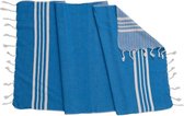 Kleine Hamamdoek Krem Sultan Blue - 100x50cm - dunne katoenen handdoek - sneldrogende saunahanddoek (niet geschikt als lendendoek)