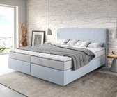 Bed Dream-Well Pastelblauw 180x200 cm Plat geweven met matras en topper boxspring-bed