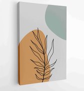 Botanical wall art vector set. Earth tone boho foliage line art drawing with abstract shape. 2 - Moderne schilderijen – Vertical – 1875684271 - 115*75 Vertical