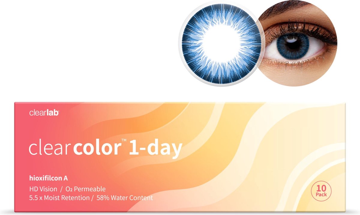 +5.00 - Clearcolor™ 1-day Light Blue - 10 pack - Daglenzen - Kleurlenzen - Light Blue