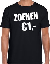 Fun t-shirt - zoenen 1 euro - zwart - heren - Feest outfit / kleding / shirt 2XL