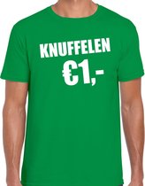 Fun t-shirt - knuffelen 1 euro - groen - heren - Feest outfit / kleding / shirt S