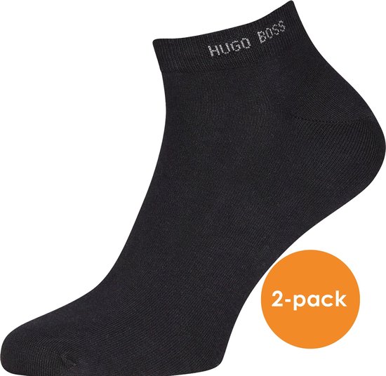 HUGO BOSS enkelsokken (2-pack) - heren sneaker sokken katoen - zwart -  Maat: 43-46 | bol.com
