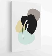 Earth tone natural colors foliage line art boho plants drawing with abstract shape. 2 - Moderne schilderijen – Vertical – 1910090989 - 80*60 Vertical