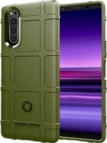 Sony Xperia 5 Hoesje - Mobigear - Rugged Shield Serie - TPU Backcover - Groen - Hoesje Geschikt Voor Sony Xperia 5