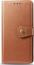 LG Q60 Hoesje - Mobigear - Snap Button Serie - Kunstlederen Bookcase - Cognac - Hoesje Geschikt Voor LG Q60