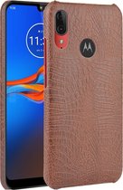 Motorola Moto E6 Plus Hoesje - Mobigear - Croco Serie - Kunstlederen Backcover - Bruin - Hoesje Geschikt Voor Motorola Moto E6 Plus