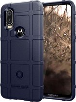 Motorola One Vision Hoesje - Mobigear - Rugged Shield Serie - TPU Backcover - Blauw - Hoesje Geschikt Voor Motorola One Vision