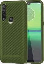 Motorola One Macro Hoesje - Mobigear - Racing Serie - TPU Backcover - Groen - Hoesje Geschikt Voor Motorola One Macro