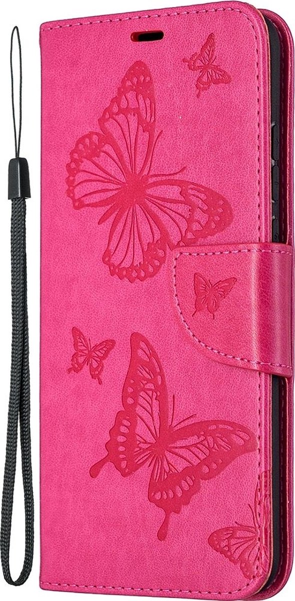 Mobigear Telefoonhoesje geschikt voor HONOR 9X Lite Hoesje | Mobigear Butterfly Bookcase Portemonnee | Pasjeshouder voor 2 Pasjes | Telefoonhoesje voor Pinpas / OV Kaart / Rijbewijs - Roze
