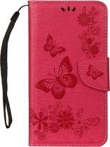 Mobigear Telefoonhoesje geschikt voor Samsung Galaxy A8 (2018) Hoesje | Mobigear Butterfly Bookcase Portemonnee | Pasjeshouder voor 2 Pasjes | Telefoonhoesje voor Pinpas / OV Kaart / Rijbewijs - Rood