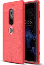 Mobigear Luxury Telefoonhoesje geschikt voor Sony Xperia XZ2 Premium Hoesje Flexibel TPU Backcover - Rood