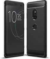 Sony Xperia XZ3 Hoesje - Mobigear - Brushed Slim Serie - TPU Backcover - Zwart - Hoesje Geschikt Voor Sony Xperia XZ3