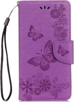 Motorola Moto G5 Plus Hoesje - Mobigear - Butterfly Serie - Kunstlederen Bookcase - Paars - Hoesje Geschikt Voor Motorola Moto G5 Plus