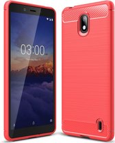 Nokia 1 Plus Hoesje - Mobigear - Brushed Slim Serie - TPU Backcover - Rood - Hoesje Geschikt Voor Nokia 1 Plus