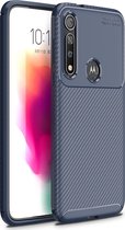 Motorola Moto G8 Plus Hoesje - Mobigear - Racing Serie - TPU Backcover - Blauw - Hoesje Geschikt Voor Motorola Moto G8 Plus