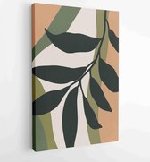 Earth tone natural colors foliage line art boho plants drawing with abstract shape 2 - Moderne schilderijen – Vertical – 1912771936 - 80*60 Vertical