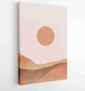Mountain wall art vector set. Earth tones landscapes backgrounds set with moon and sun. 2 - Moderne schilderijen – Vertical – 1870239400 - 50*40 Vertical