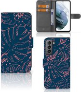 Smartphone Hoesje Geschikt voor Samsung Galaxy S21 FE Bookcase Palm Leaves