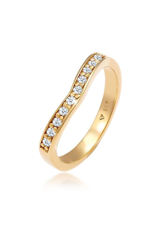 Elli DIAMONDS Dames Ringen Dames verloving V-vorm met diamanten (0,15 ct) in 925 sterling zilver