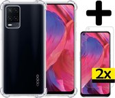 OPPO A54 Hoesje 4G Transparant Shockproof Case Met 2x Screenprotector - OPPO A54 Case Hoesje - OPPO A54 Hoes 4G Cover Met 2x Screenprotector - Transparant