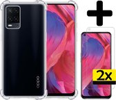 Hoesje Geschikt voor OPPO A54 Hoesje Shockproof Case Siliconen Met 2x Screenprotector - Hoes Geschikt voor OPPO A54 Hoes Cover Siliconen - Transparant