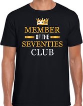 Member of the seventies club cadeau t-shirt - zwart - heren - 70 jaar verjaardag kado shirt / outfit L
