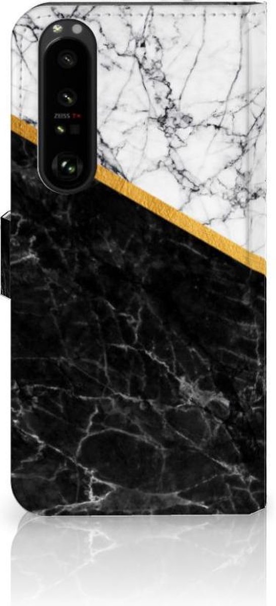 Sony Xperia 1 III Bookcase Marmer Wit Zwart - Origineel Cadeau Man