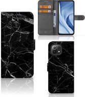 Telefoonhoesje Xiaomi Mi 11 Lite | Xiaomi 11 Lite NE Wallet Book Case Vaderdag Cadeau Marmer Zwart