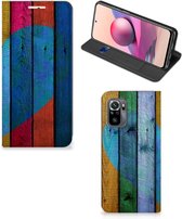 Smartphone Hoesje Xiaomi Redmi Note 10S | 10 4G | Poco M5s Mobiel Bookcase Wood Heart