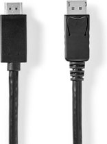 Nedis DisplayPort-Kabel | DisplayPort Male | HDMI™ Connector | 4K@60Hz | Vernikkeld | 2.00 m | Rond | PVC | Zwart | Polybag