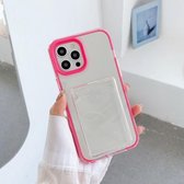 Volledige dekking 360 doorzichtige pc + TPU schokbestendige beschermhoes met kaartsleuf voor iPhone 11 Pro (rozerood)