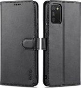 Voor Samsung Galaxy A02s AZNS Huid Voelen Kalf Textuur Horizontale Flip Lederen Case met Kaartsleuven & Houder & Portemonnee (Zwart)