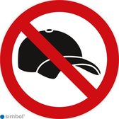 Simbol - Stickers Petjes Verboden - Geen Petjes Dragen - Caps Verboden - Duurzame Kwaliteit - Formaat ø 10 cm.