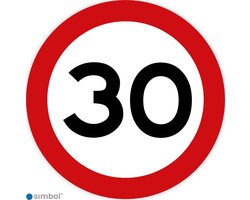Simbol - Stickers 30 km - Maximaal 30 km/u - Duurzame Kwaliteit - Formaat ø 15 cm.