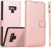 Voor Samsung Galaxy Note9 Kalf Textuur 2 in 1 Afneembare Magnetische Achterkant Horizontale Flip Lederen Case met Houder & Kaartsleuven & Portemonnee & Fotolijst (Rose Goud)
