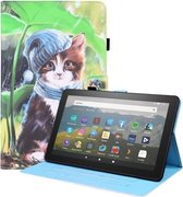 Voor Amazon Fire HD 8 2020 10th Gen Animal Pattern Horizontal Flip Leather Case met Houder & Kaartsleuven & Fotolijst & Slaap / Wake-up Functie (Bib Kitten)