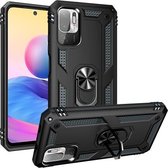 Voor Geschikt voor Xiaomi Redmi Note 10 5G Schokbestendige TPU + pc-beschermhoes met 360 graden roterende houder (zwart)