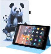 Voor Amazon Fire HD 10 2019 Animal Pattern Horizontal Flip Leather Case met Houder & Kaartsleuven & Fotolijst & Slaap / Wake-up Functie (Fietsende Panda)