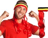Boland - Hoofdband België met rood haar - Één maat - Volwassenen - Mannen - SportGrappig - Fout- Rode duivels