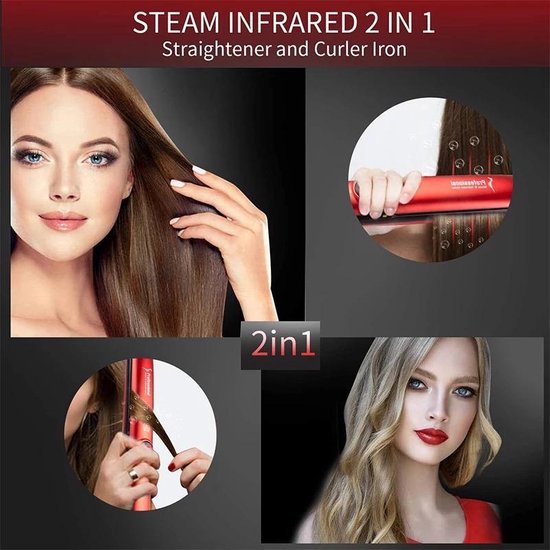 Merah Steampod Pro - Stoom stijltang - Infrarood technologie  - Rood - Merkloos