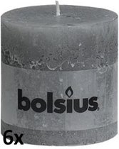 Bolsius Stompkaarsen Rustiek 100x100 - Grijs - 6 Stuks